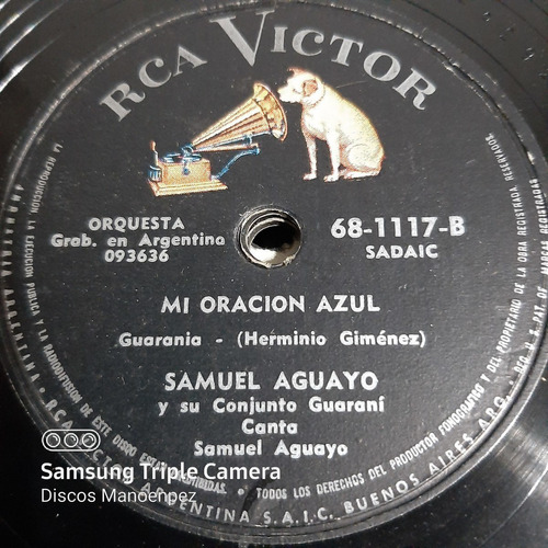 Pasta Samuel Aguayo Y Su Conj Guarani Rca Victor C162