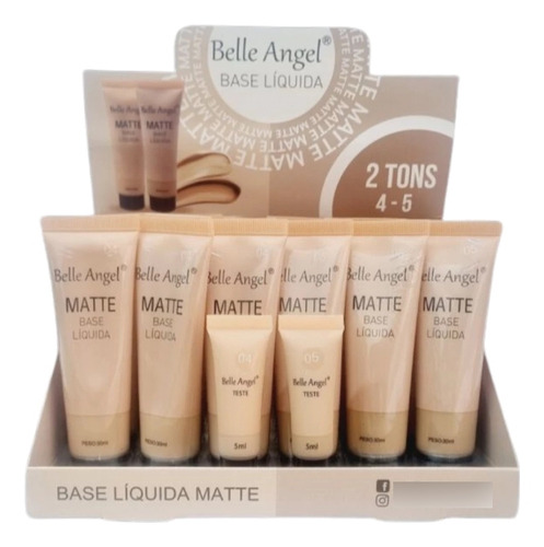 Base de maquiagem Belle Angel Base liquida matte belle angel b110 cor 4 média tom tom 5 - 30mL