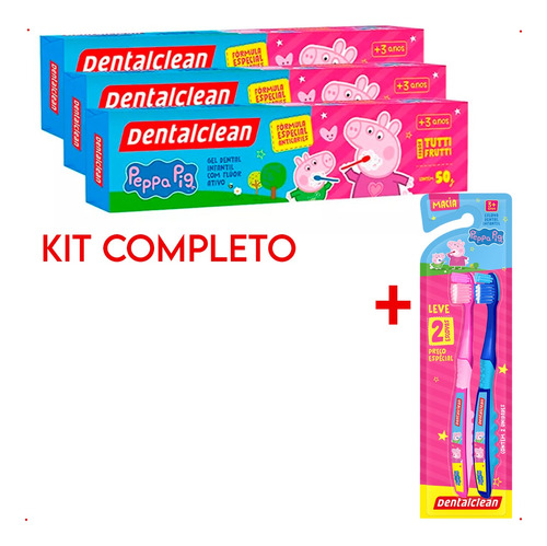 Kit 3 Cremes Dentais + 2 Escovas Infantil Peppa Pig Original