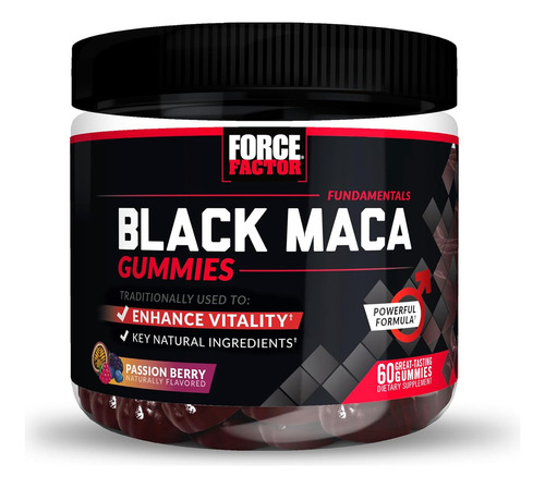Force Factor Black Maca 60 Gomitas Sabor Passion Berry