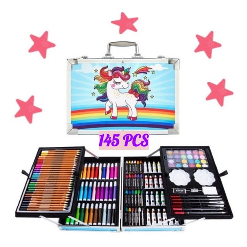 Kit De Arte Dibujo Infantil 145 Piezas En Maleta Doble Piso