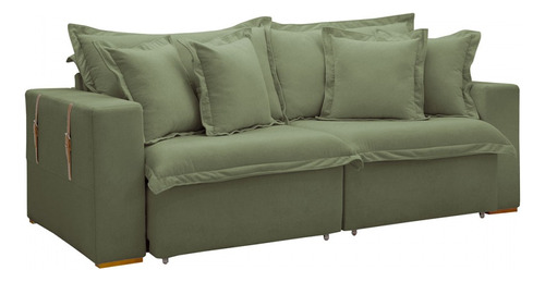 Sofá Cama 3 Lugares Arizona Retrátil Boucle Verde