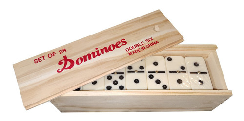 Domino Caja Firme De Madera. Tamaño Piezas: 4,7x2,4x0,8 Cms