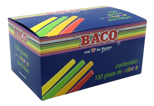 Gises De Colores Baco Caja Con 150 Gises (12 Colores)