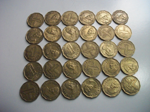 Lote 30 Monedas  Nacionales De 1 Nuevo Peso Año 1976-bronce-