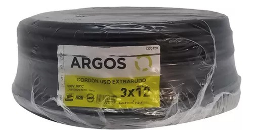 Cable Uso Rudo Cobre 3x12 25 Metros Argos 100 Metros