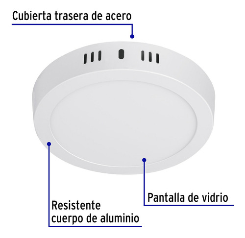 Luminario Led Tipo Plafón 12 W, Redondo, Luz De Día; 46713 Blanco