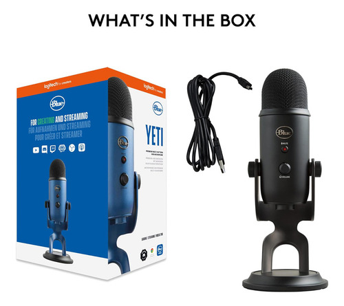 Micrófono Logitech Yeti Blue Streaming Multipatrón Usb Black Color Negro