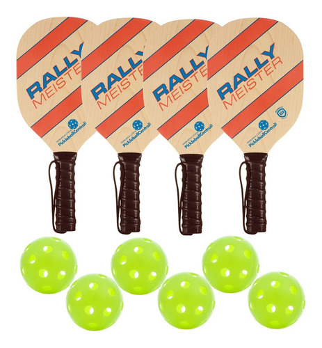 Rally Meister Pickleball Paddle Deluxe Bundle - 4 Wood Paddl