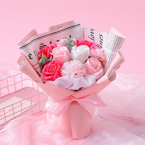 Jabón Artificial Ramo De Flores Rosa Eterna Para