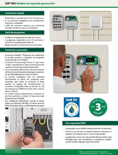 Programador Rain Bird Esp-tm2 12 Estaciones Exterior
