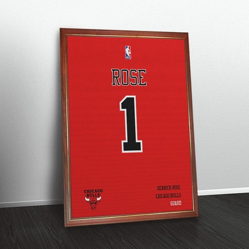 Nba Derrick Rose Chicago Bulls Poster Camiseta Enmarcado