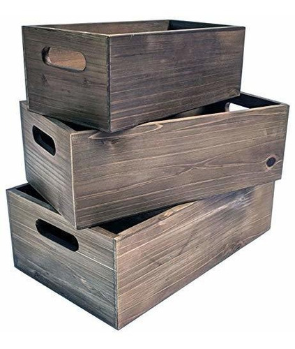 Cajas De Almacenamiento De Madera Anidadas  Juego De 3 ...