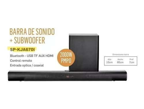 Barra De Sonido 2.1 Bluetooth Harrison Kanji Subwoofer 2200w