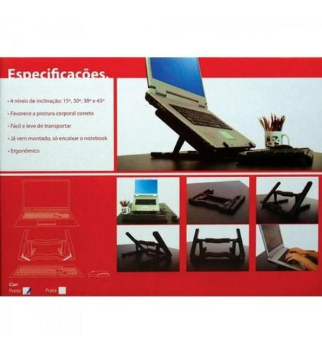 Imagem 5 de 7 de Suporte Para Notebook Regulável Plástico