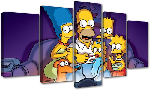 5 Cuadros Canvas Los Simpson Homero Lisa Televisión 100x56