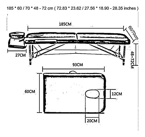 Mesa De Masaje Plegable De Aluminio 185 X 70 Cm Rosa