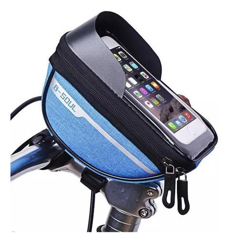 Bolsa de manillar con marco impermeable para teléfono B-soul, color azul