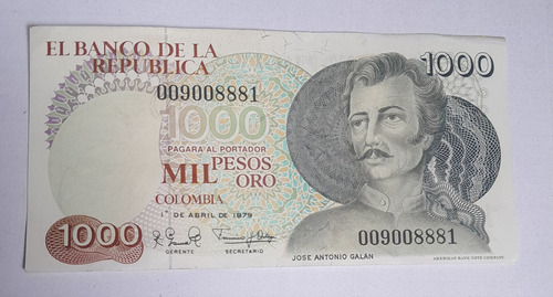 Billete De 1000 Pesos Galan, Año 1979, Estado 8, No 8881