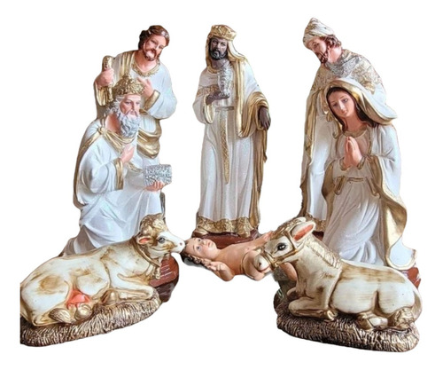 Pesebre Nacimiento Navidad Extra Grandexl Blanco Escarchado 