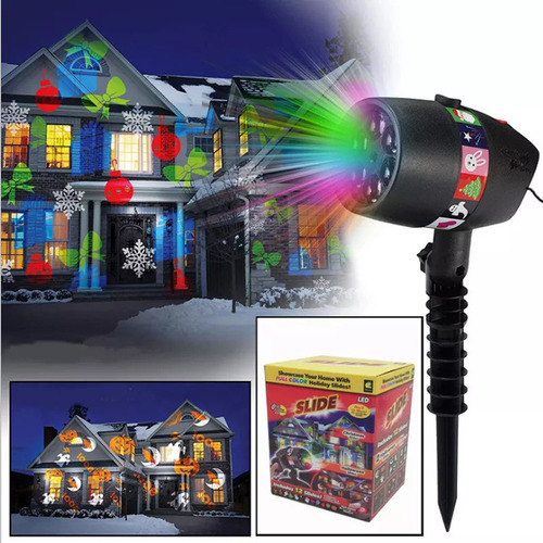 Proyector De Luces Led Con Figuras Navideñas, Papá Noel Y Ni