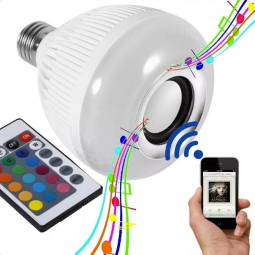 Lampada Caixa De Som Led Rgb Bluetooth Contr Remoto 110/220v
