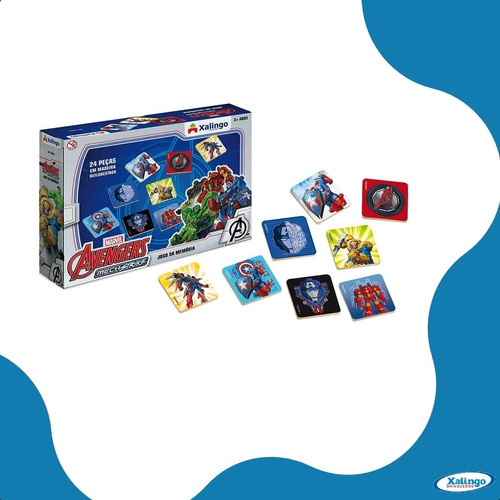 Jogo Da Memória Infantil Avengers Mech Strike 24 Pcs Xalingo