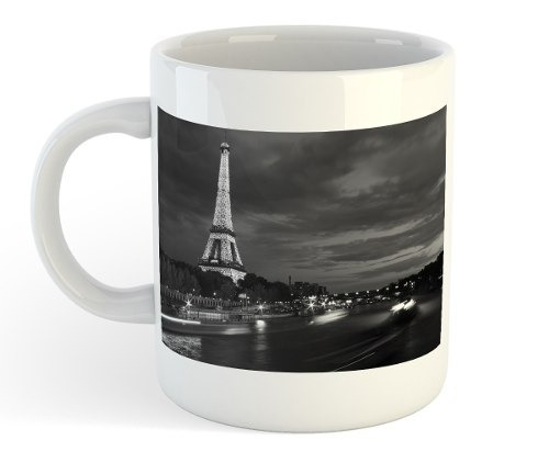 Taza De Ceramica Torre Eiffel Blanco & Negro Paris Francia