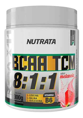 Aminoácido Bcaa Tcm 8:1:1 300g - Nutrata Sabor Melancia