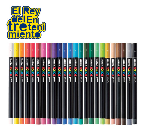 Imagen 3 de 5 de Óleo Pastel Posca X 24 Colores Caja Estuche Dibujo - El Rey
