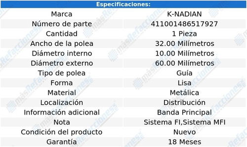Polea Distribucion 60.00mm 2000 Gtx L4 2.0l 91 Al 93