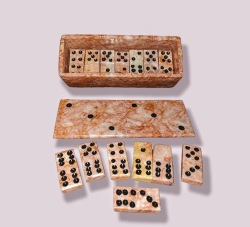 Juego De Dominó De Mármol. Rosa 28 Fichas.