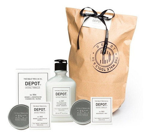 Kit Depot Con Bolsa, Shampoo Manteca Cera De Bigote Y Barba