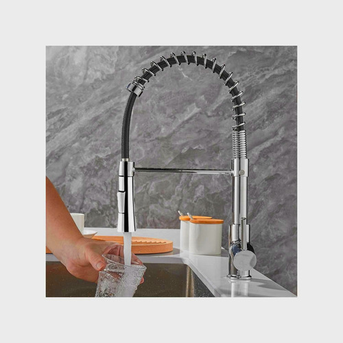 Canilla Monocomando Pico Flexible Extensible Cocina Mesada Brillante Detalles En Negro