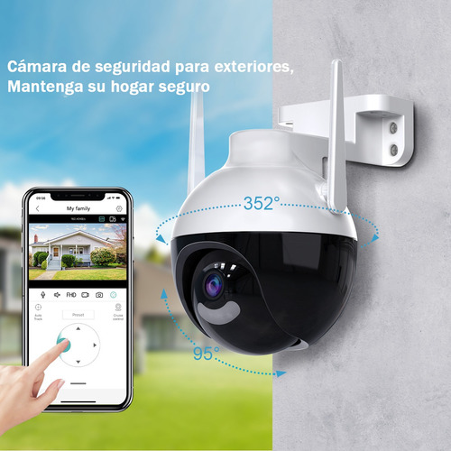 Camara De Seguridad 1080p Hd Lmpermeable Wifi Color Negro Y Blanco