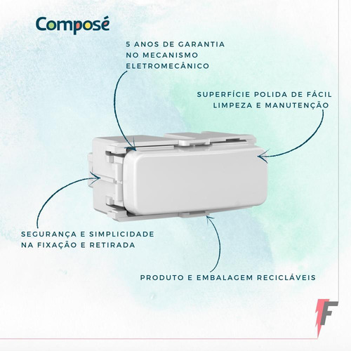Imagem 2 de 3 de Kit 10 Unidades Compose Modulo Interruptor Simples 10a Weg
