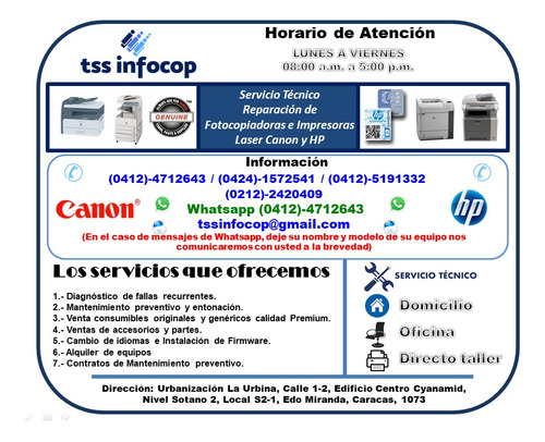 Imagen 2 de 12 de Servicio Técnico Y Reparación Impresoras Laser Hp Y Canon