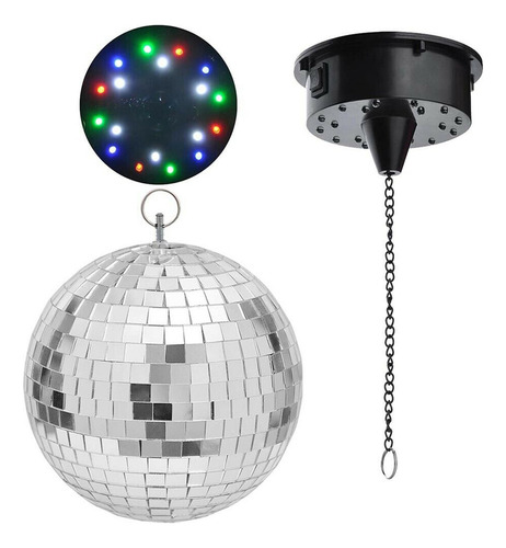 Control Sonido 18 Luces Led, Espejo Giratorio Con Pelota