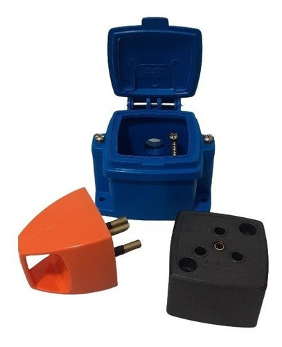 Imagen 8 de 8 de Caja Capsulada Azul Aplicar 16a + Ficha Macho + Toma 16a