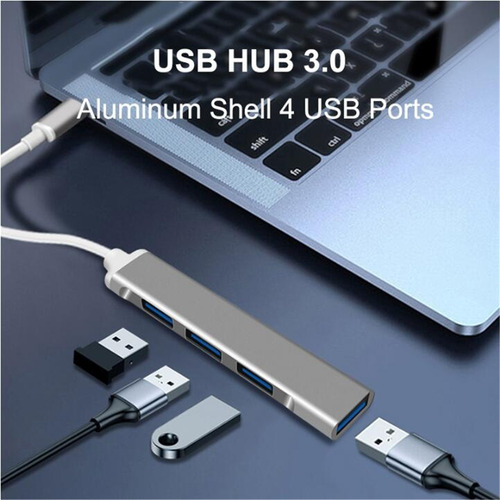 Imagen 5 de 10 de Hub Aluminio Usb C 4 Puertos Usb 3.0 Compatible Mac Win Lin