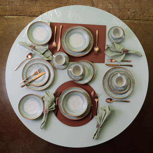 Jogo com 6 xícaras de café com 6 pires Coup Stoneware New Mediterrâneo 97 ml Porto Brasil