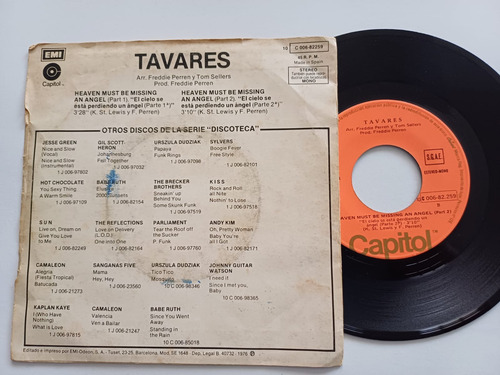Tavares-el Cielo Perdio Un Angel-disco Sencillo Importado (Usado)