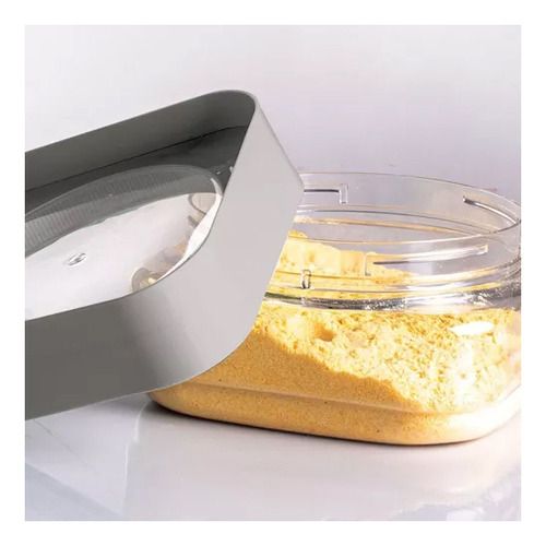 Kit 4 Pote Plug Quadrado Modular Transparente 510ml Cor Cinza-escuro