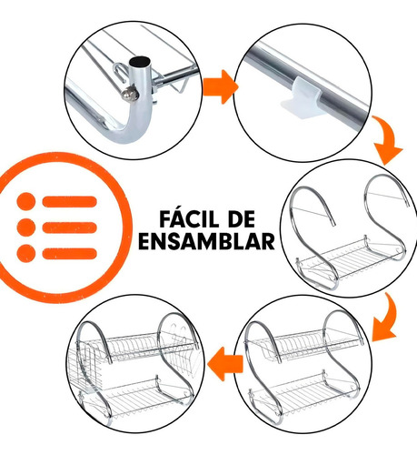 Escurridor Trastes 2 Niveles Acero Inoxidab Color platerdo