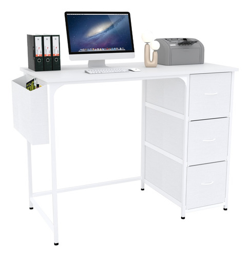 Escritorio De Oficina Minimalista Moderno Con 3cajone Blanco Blanco