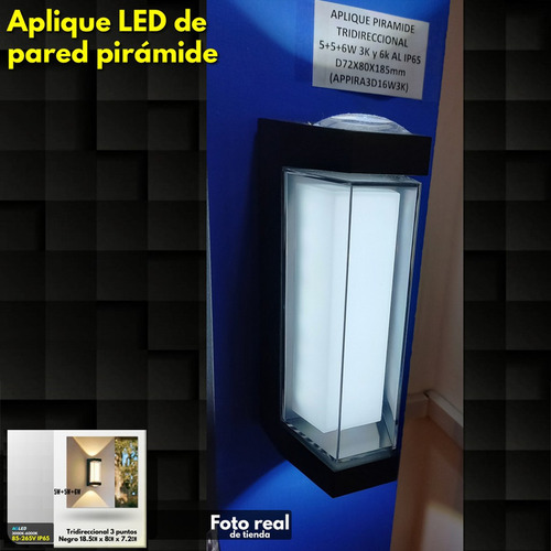 Aplique Led De Pared Piramide 5w+5w+6w 3000k 85-265v Ip65