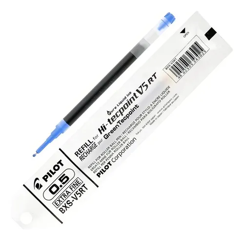 Cartucho Repuesto Bolígrafo Pilot V5 Retráctil Recargable Tinta Azul Exterior Azul