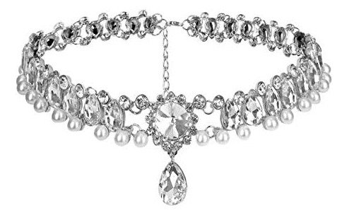 Yertter Moda Brillante Para Mujer Collar De Perlas Cristal D