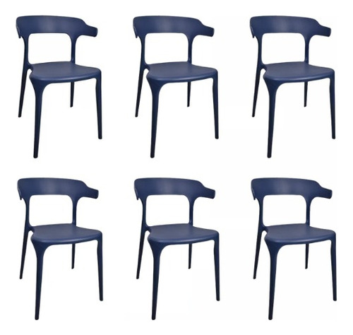 Set 6 Sillas Moderna Minimalista Africa Comedor Jardin Estructura De La Silla Azul Navy Asiento Azul Navy