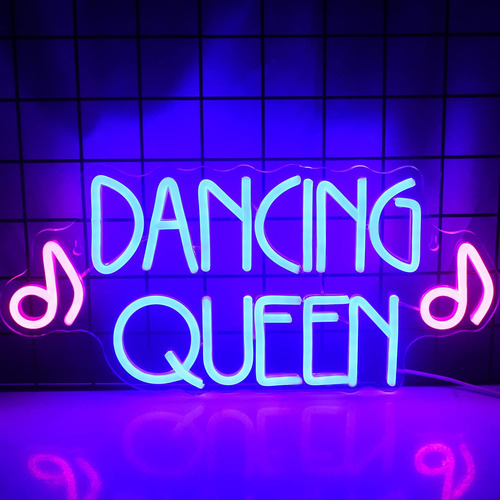 Letrero Neon Dancing Queen Para Decoracion Pared Led Estudio